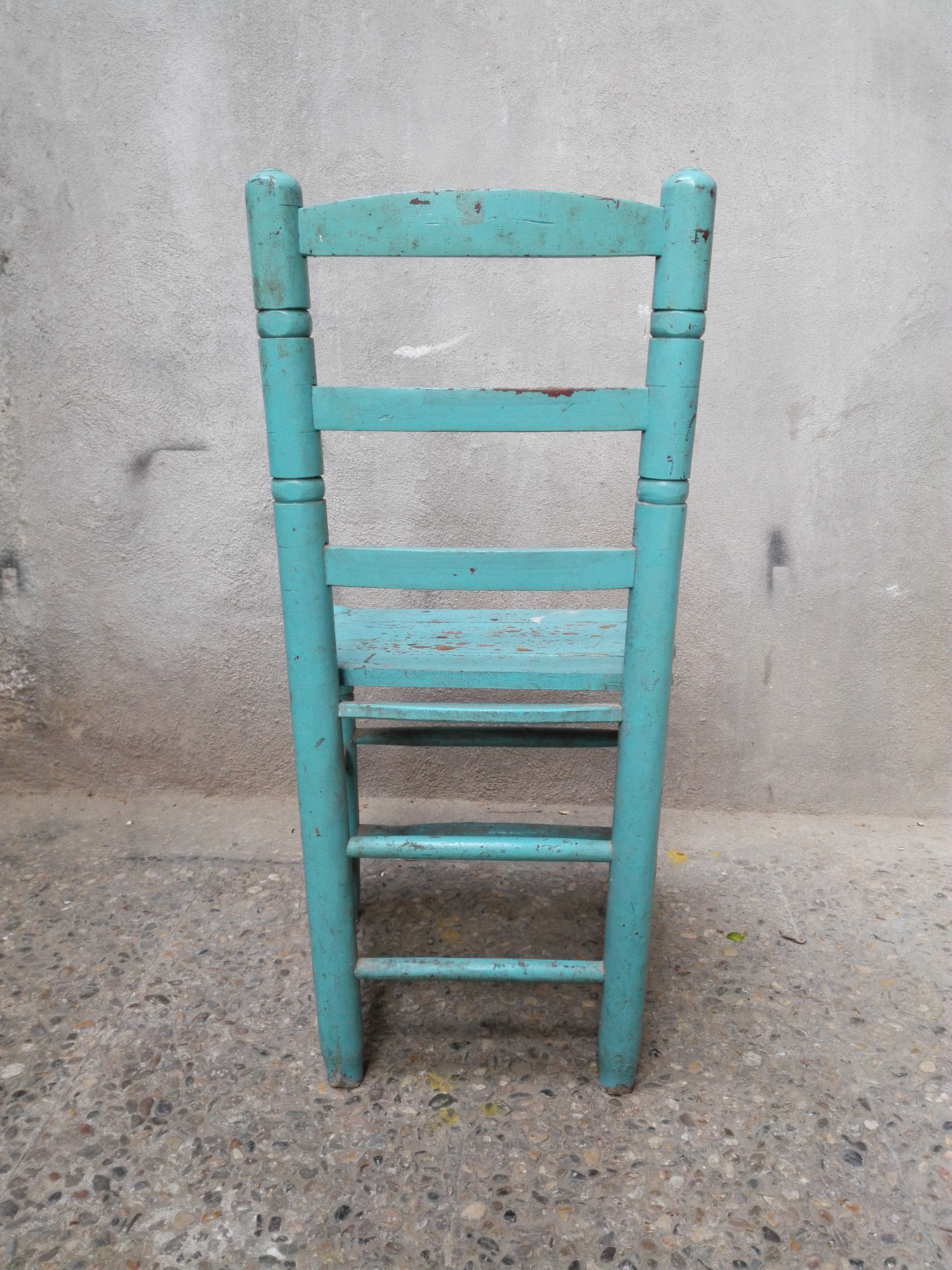 silla madera azul claro 42.5-86x42.3x36.5 1u